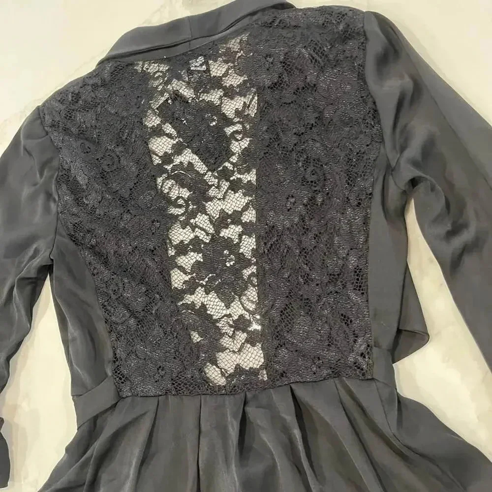 Spense NWT Black Lace 3/4 Sleeves Open Blouse Cardigan w/Front Tie Women’s Small - Picture 8 of 8